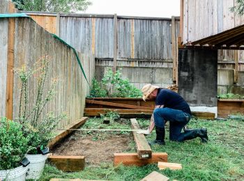 Pete from North Seattle Handyman working on building a deck